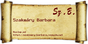 Szakmáry Barbara névjegykártya